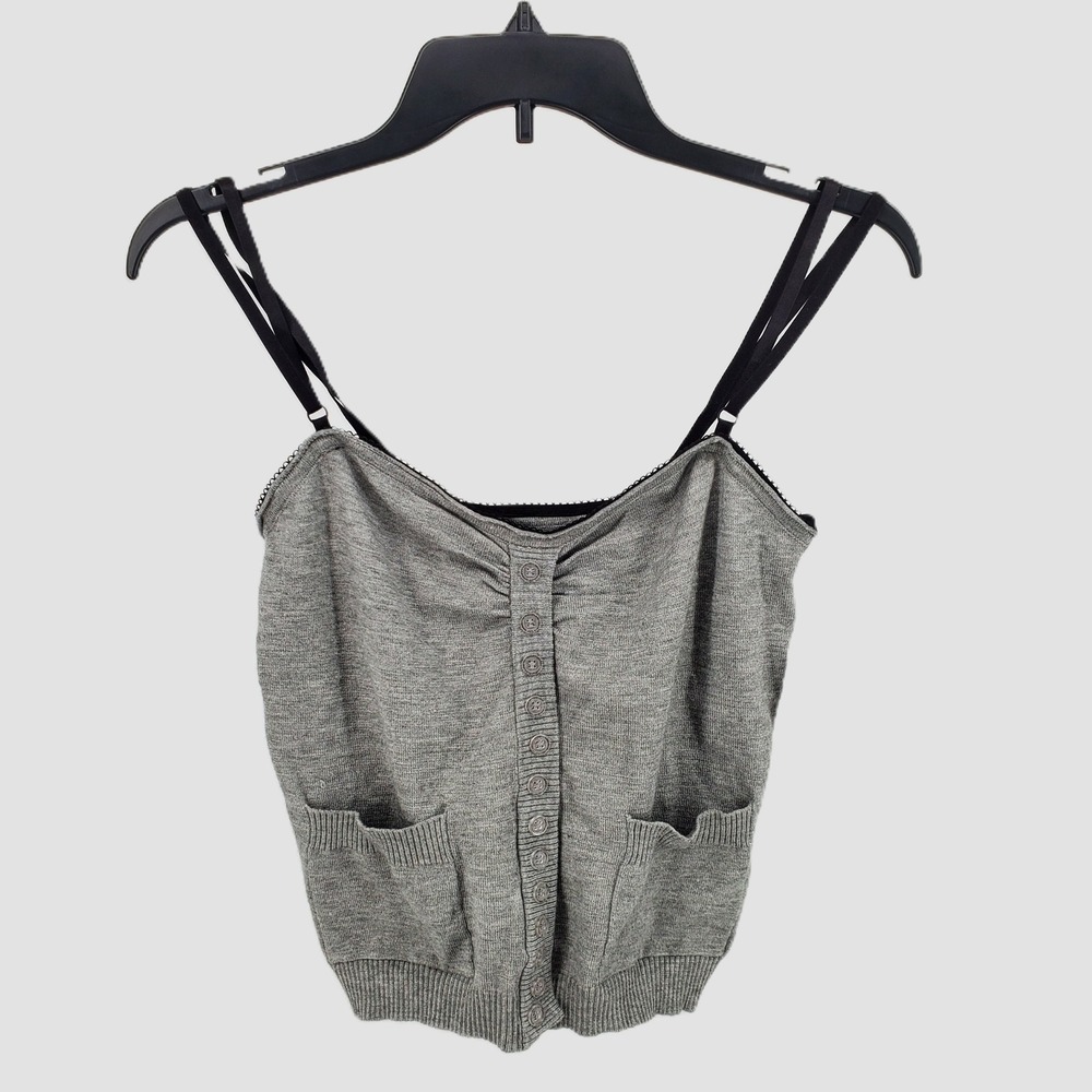 Beverly and Beck PacSun Small Heather Grey Knit‎ Button Front Camisole Top Y2K